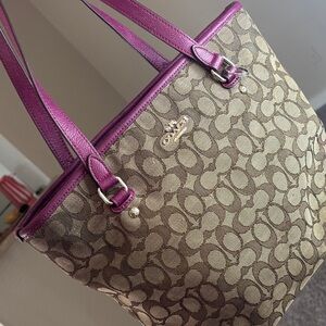 Coach Tote Bag - Brown and Purple